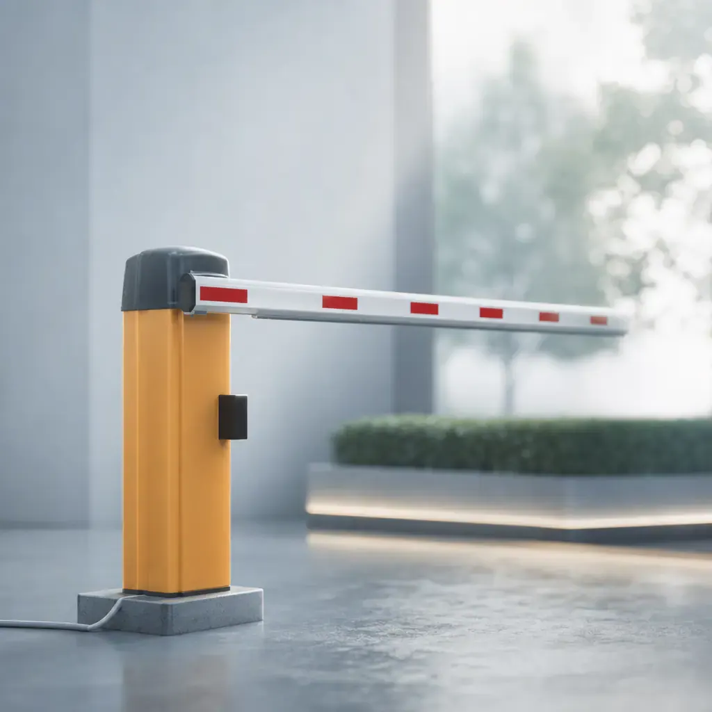 Automated boom gate barrier at a property entrance